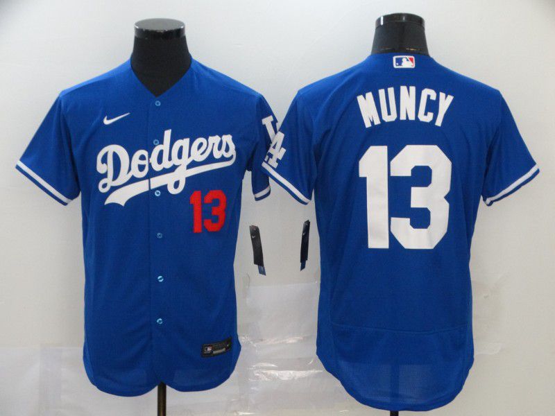 Men Los Angeles Dodgers 13 Muncy Blue Nike Elite MLB Jerseys